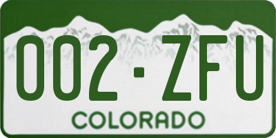 CO license plate 002ZFU