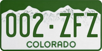 CO license plate 002ZFZ