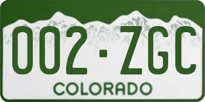 CO license plate 002ZGC