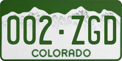 CO license plate 002ZGD