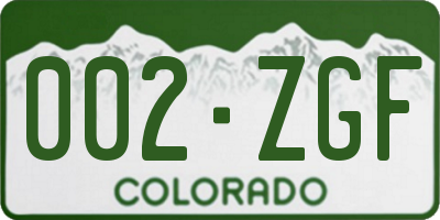 CO license plate 002ZGF