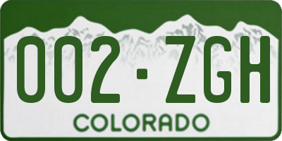 CO license plate 002ZGH