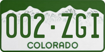 CO license plate 002ZGI