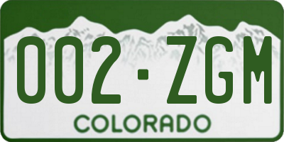 CO license plate 002ZGM