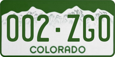 CO license plate 002ZGO