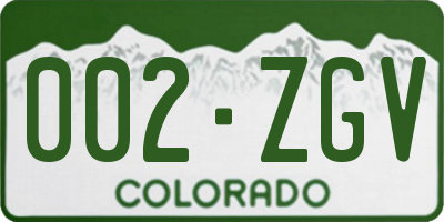 CO license plate 002ZGV
