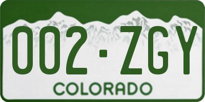 CO license plate 002ZGY