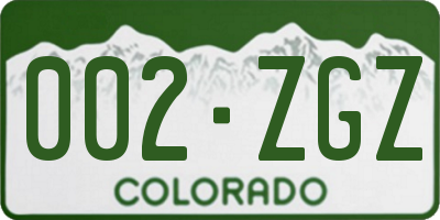 CO license plate 002ZGZ