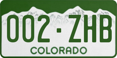 CO license plate 002ZHB