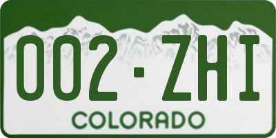 CO license plate 002ZHI