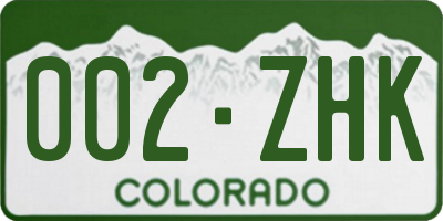 CO license plate 002ZHK