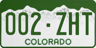 CO license plate 002ZHT