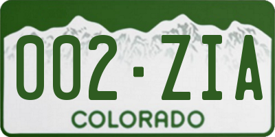 CO license plate 002ZIA