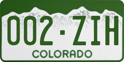 CO license plate 002ZIH