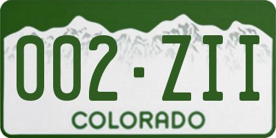 CO license plate 002ZII