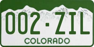 CO license plate 002ZIL