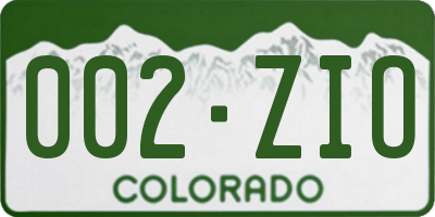 CO license plate 002ZIO