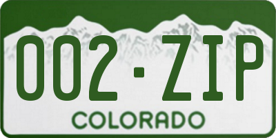CO license plate 002ZIP