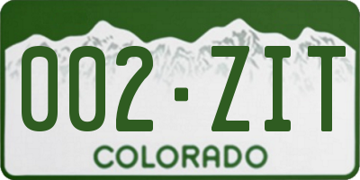 CO license plate 002ZIT