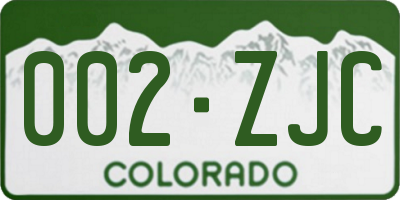 CO license plate 002ZJC