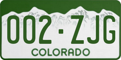 CO license plate 002ZJG