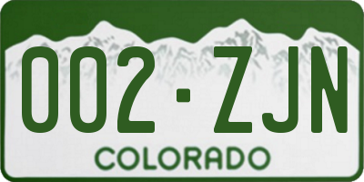CO license plate 002ZJN