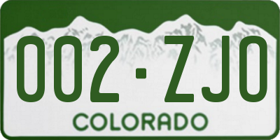 CO license plate 002ZJO