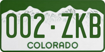 CO license plate 002ZKB