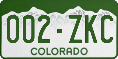 CO license plate 002ZKC