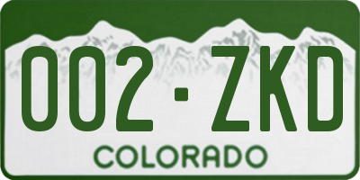 CO license plate 002ZKD