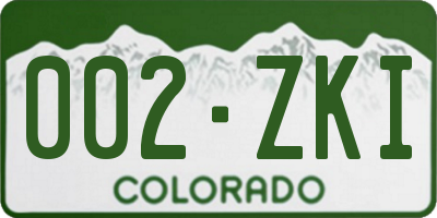 CO license plate 002ZKI