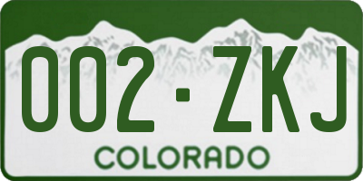 CO license plate 002ZKJ