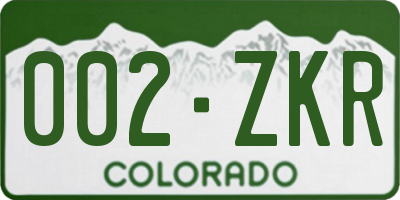 CO license plate 002ZKR