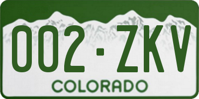 CO license plate 002ZKV