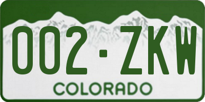 CO license plate 002ZKW