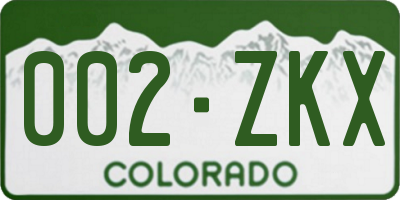 CO license plate 002ZKX