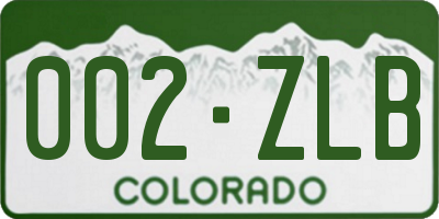 CO license plate 002ZLB
