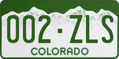 CO license plate 002ZLS