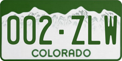 CO license plate 002ZLW