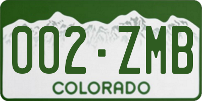 CO license plate 002ZMB