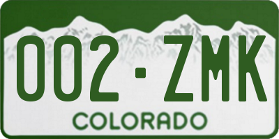 CO license plate 002ZMK
