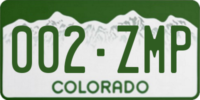 CO license plate 002ZMP