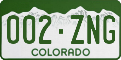 CO license plate 002ZNG