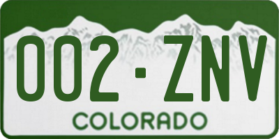 CO license plate 002ZNV