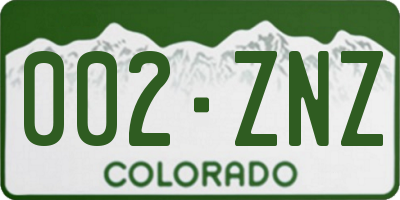 CO license plate 002ZNZ
