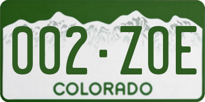 CO license plate 002ZOE