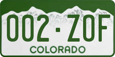 CO license plate 002ZOF