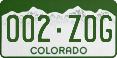 CO license plate 002ZOG