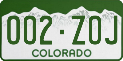 CO license plate 002ZOJ