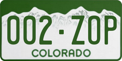CO license plate 002ZOP